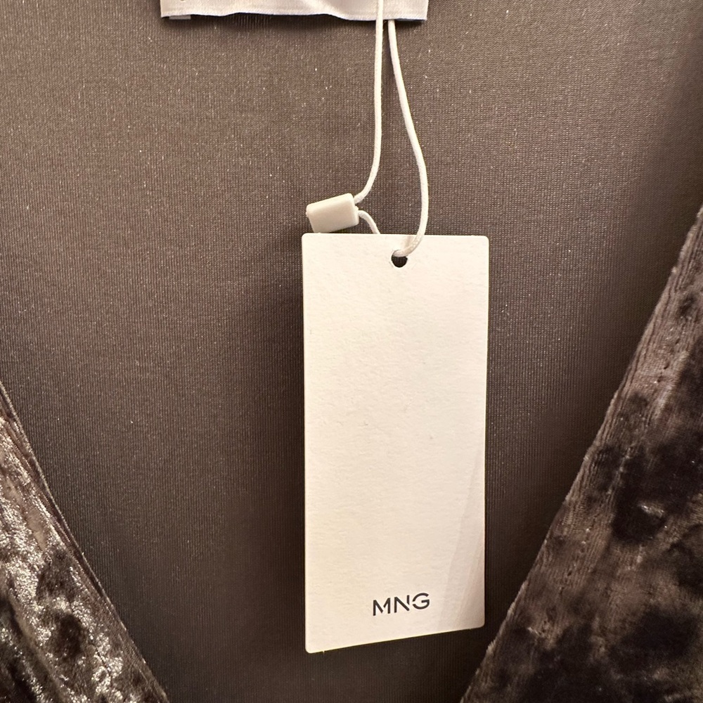 Mango Velvet Wrap Dress in Olive Green - Picture 5 of 6